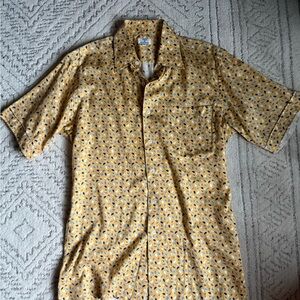Casual Yellow Patterned Men's Shirt